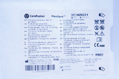 CareFusion MZ9277 MaxZero Microbore Extension Set IV Connector 0.2ml x 6inch (x)